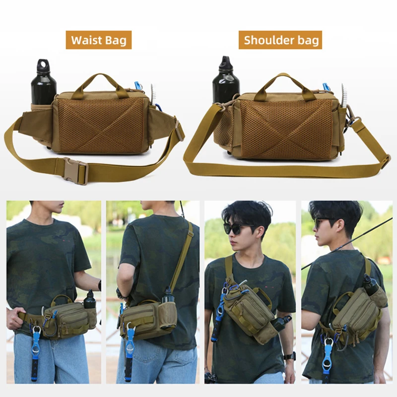 Fishing Chest Bag Tactical Tackle Fanny Pack EDC Fishing Lure Bag Outdoor Camping Hiking Climbing Hunting Waist Bag Rig Pouch