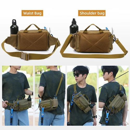 Imagen 2 del producto Bolsa de pecho de pesca táctica para hombre, bolsas de cintura Molle para caza deportiva, senderismo al aire libre, ciclismo, escalada, bolsa de almacenamiento de señuelos, riñonera