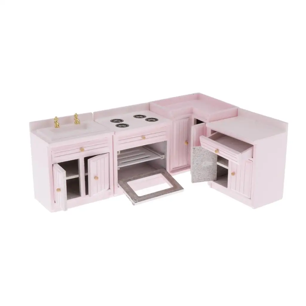 Miniature Mini Kitchen Cabinet for 12th Scale Dollhouse Decorative Pink