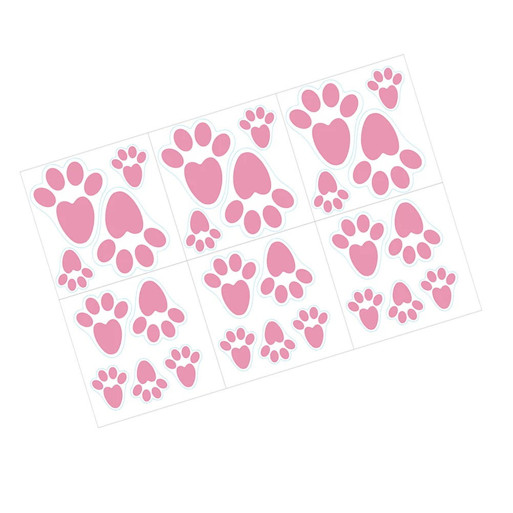 

6 Sheets Easter Footprint Wall Stickers Creative Rabbit Design Removable Adhesive Decals For Home Party Window Living Room Decor