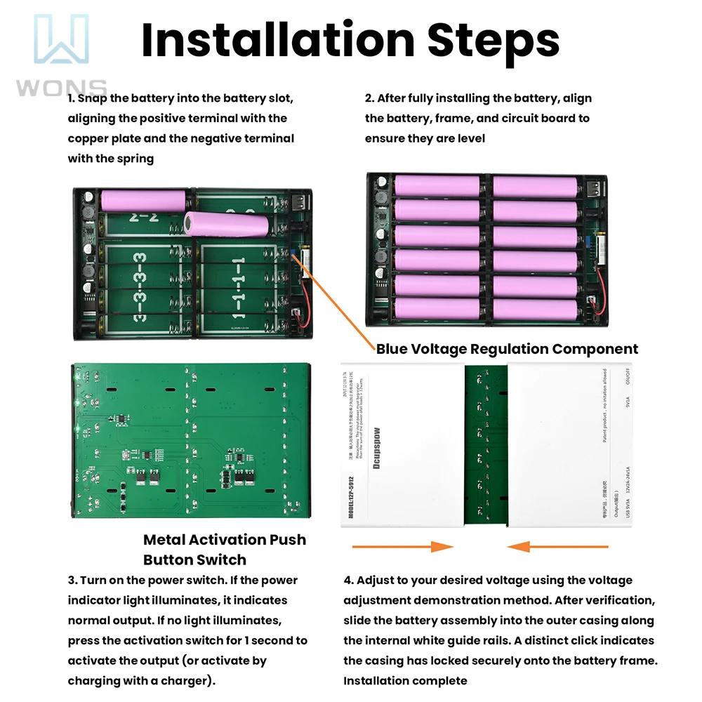 UPS DC 5V 9V 12V con Uscita per 12 Batterie 18650, Alimentatore Ininterrotto Fai-da-Te per Router, Cellulari, Tablet, Modem