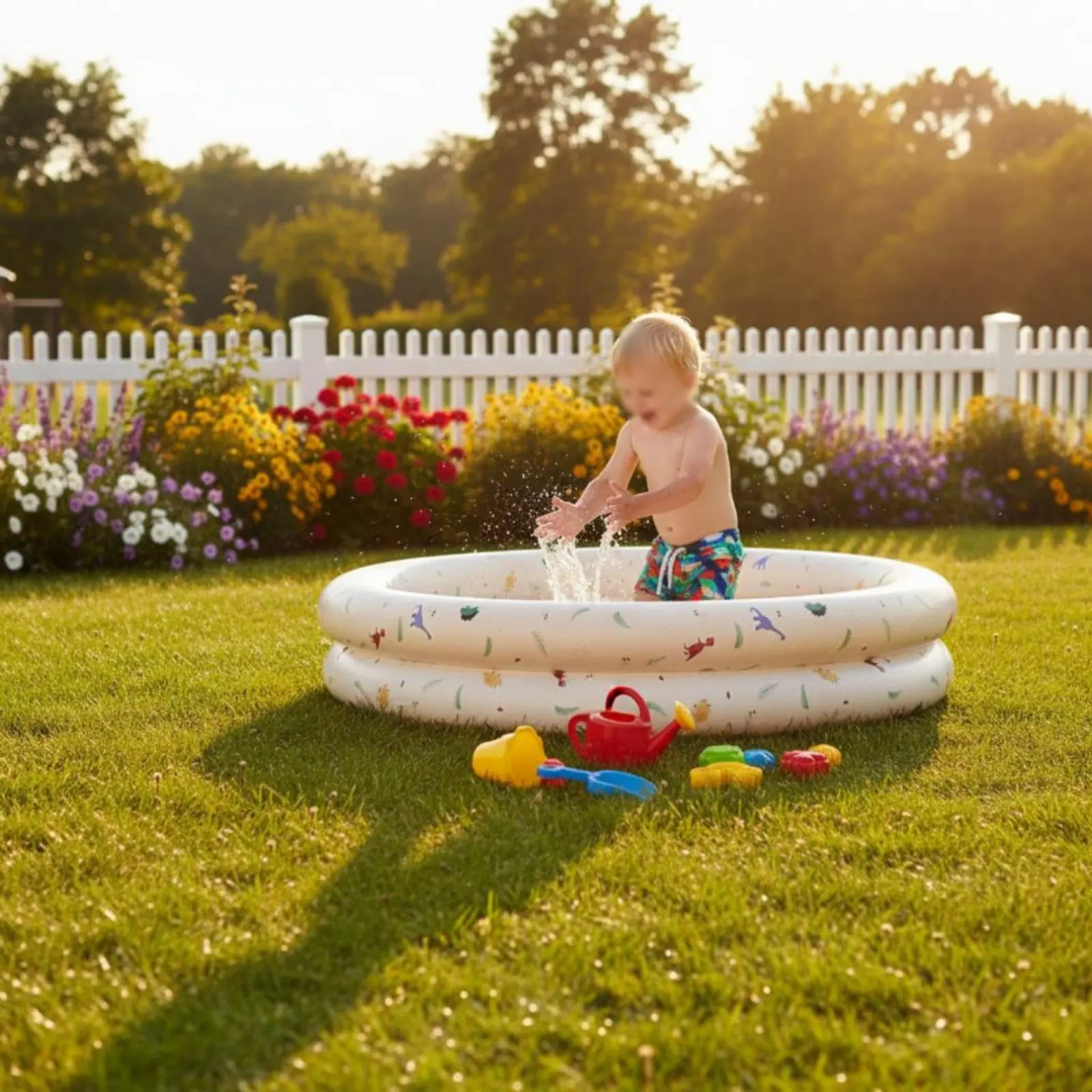 Round Inflatable Baby Pool Eco-Friendly PVC Inflatable Toddler Splash Pool Lightweight Foldable for Toddlers, Outdoor, Bath Time