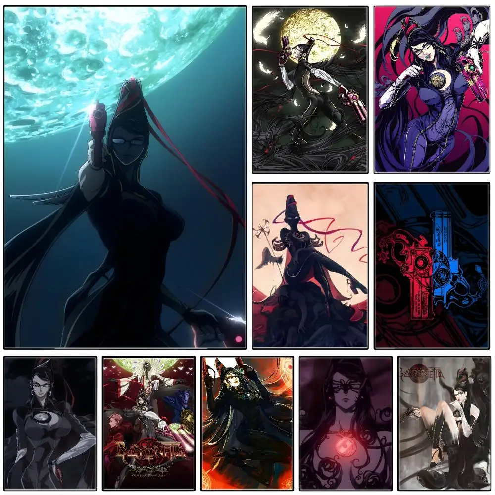 Anime B-Bayonetta Bloody Fate Poster  Self-adhesive Art Waterproof Paper Sticker Coffee House Bar Room Wall Decor