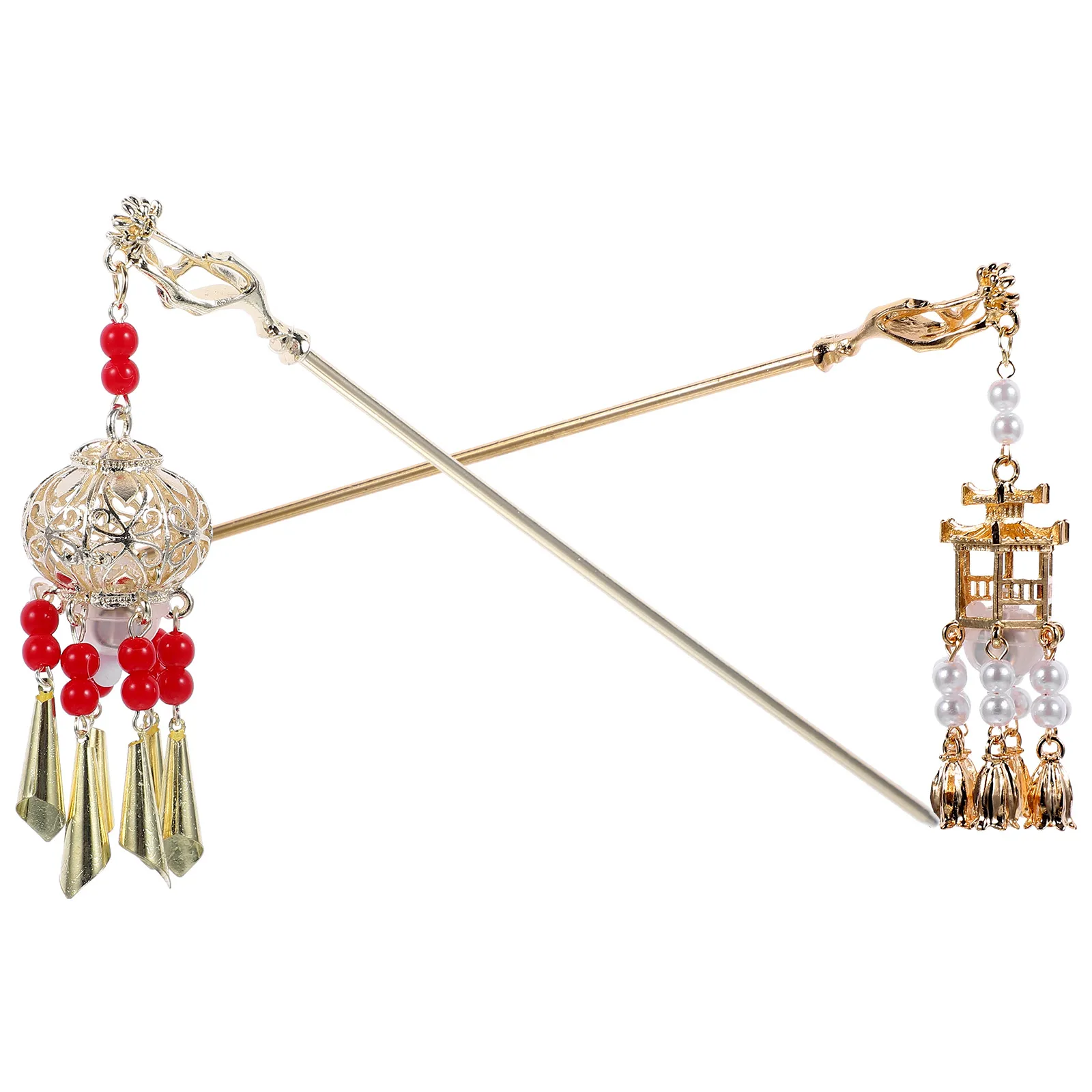 

2pcs Chinese Chopsticks Alloy Retro Sticks Women Durable Stylish Pins Dangle Sticks For Buns Long Hair Vintage Hair Accessories