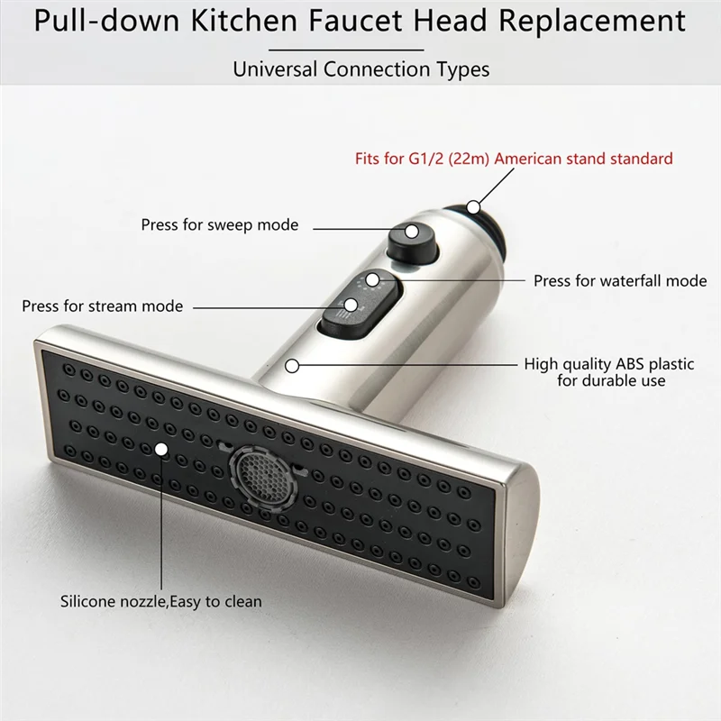 

T99C-Faucet Replacement Head Sink Sprayer Replacement Pull Down Kitchen Faucet Head Replacement