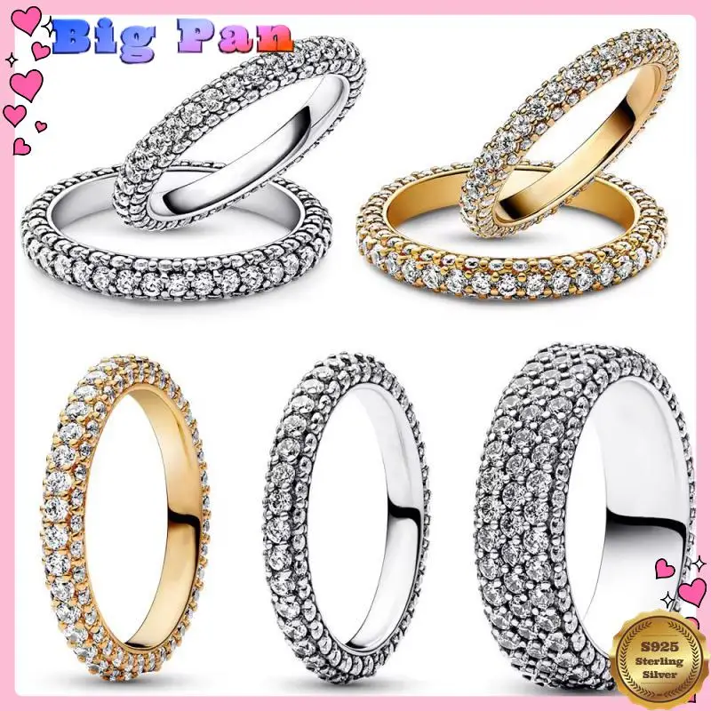 

Sparkling Rings Single Row For Women Silver And Gold Zircon Premium Accessories Couple Rings Love Gift Anniversary Classic 2025