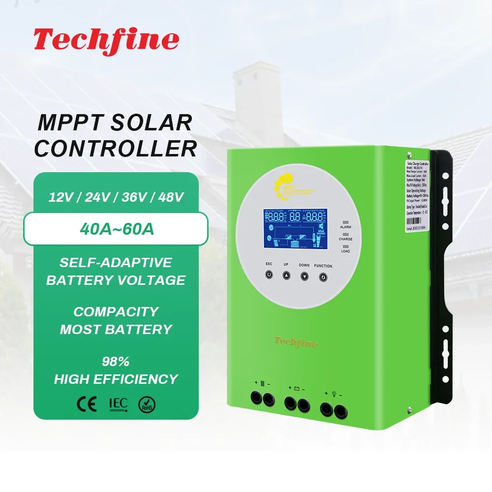 Techfine MPPT Controller 12V 24V 36V 48V Battery Regulator solar panel Charge Controller 40A 60A 80A 100A MPPT