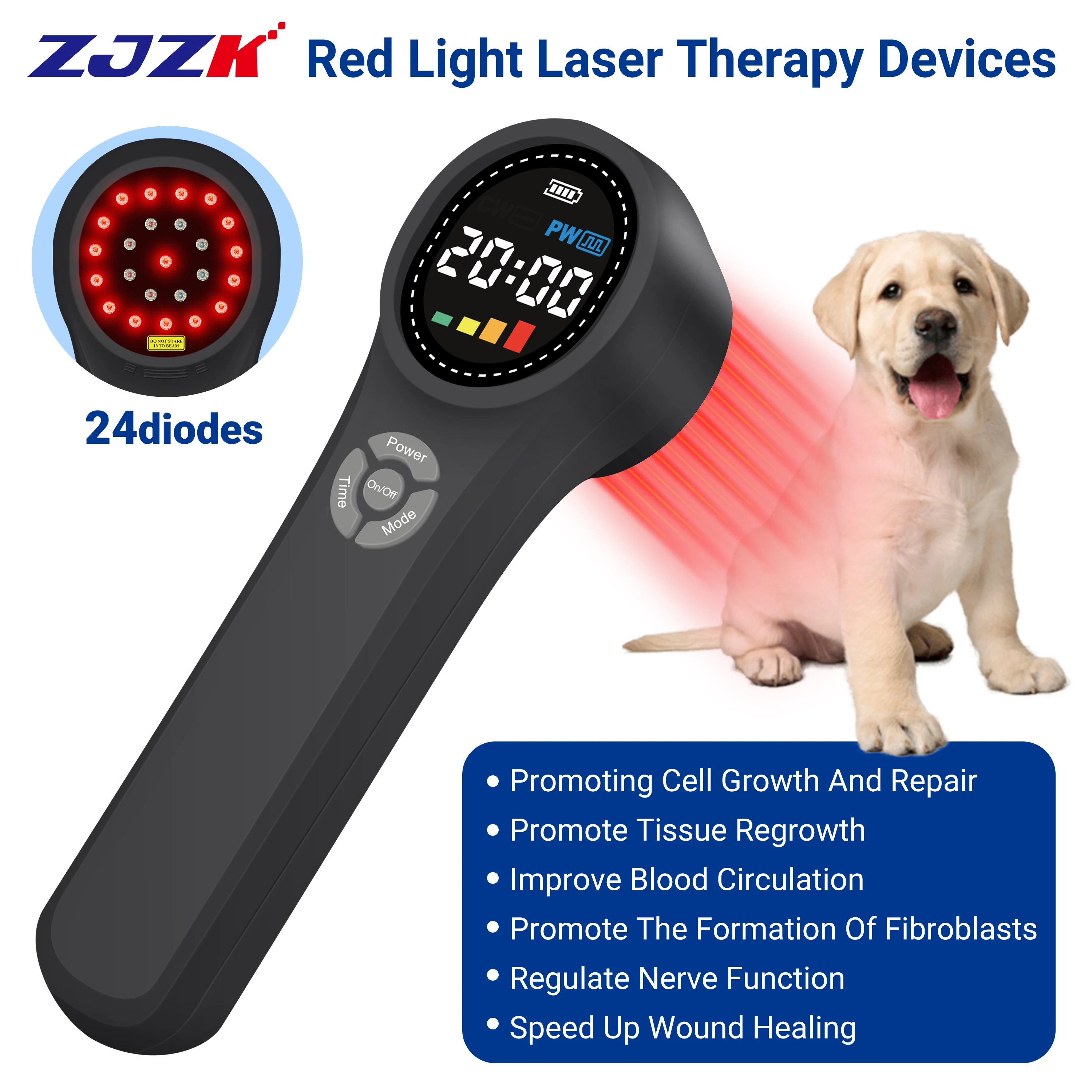 ZJZK 660nmx16diodes Approved Cold Laser Therapy Pad For Sciatic Nerve 810nmx4diodes+980nmx4diodes Cervical Vertebra Pain