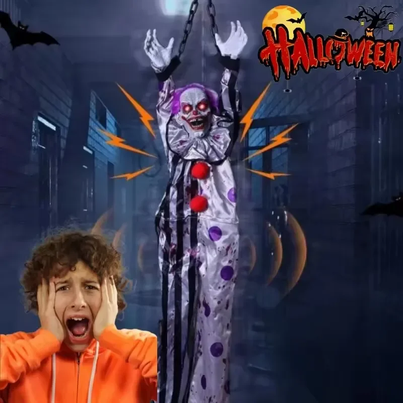 1PC Halloween Hanging Skull Ghost Gauze Prop Haunted House Room Decoration Scary Skeleton Hanging Decor for Party Use