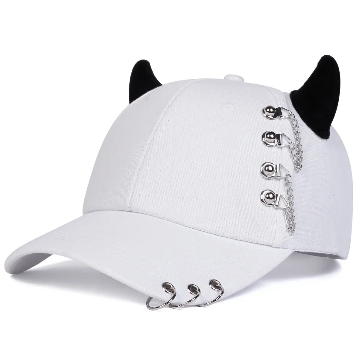 للجنسين التعميم الحديد الدائري البقرة القرن شخصية قبعات البيسبول ربيع الخريف في الهواء الطلق قابل للتعديل قبعات عادية قبعة واقية من الشمس #4