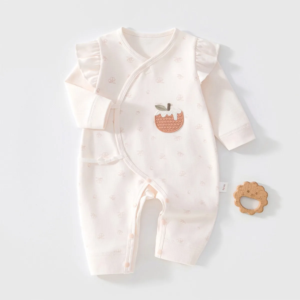 Soft Cotton Newborn Romper Long Sleeve Open Front Baby Onesie Breathable Skin-friendly Infant Clothes Spring Autumn Unisex 0-6M