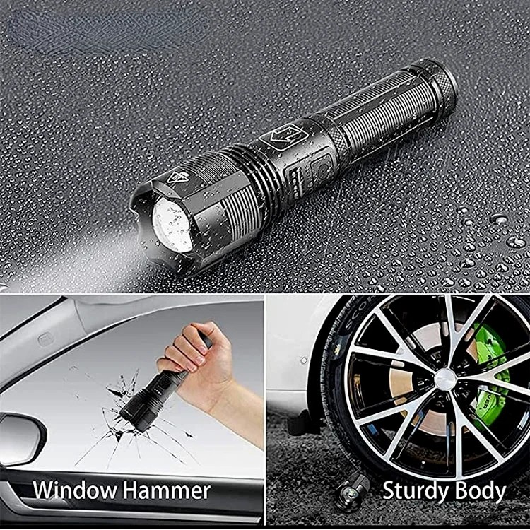 Usb Rechargeable Xhp70 Led Flashlight High Lumens Super Bright Zoomable Tactical Handheld Light for Camping with 18650 Battery