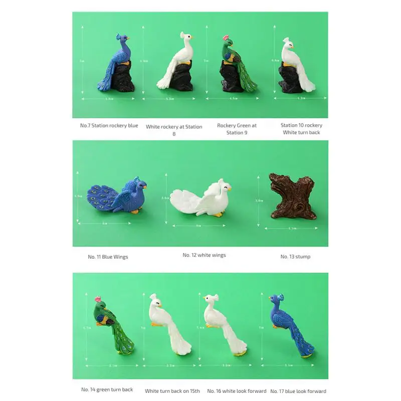 Peacock Miniature Statue White Resistant Decorative Items Small Lovely Peacock Statue Peacock Ornament Resin Realistic