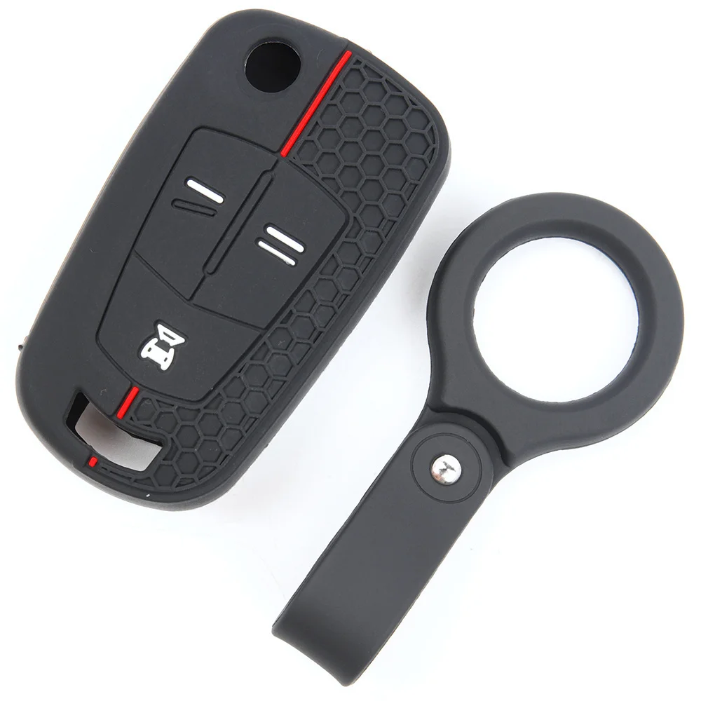 For Opel Astra Zafira Corsa Vectra Meriva Insignia Silicone Car Key Fob Cover Finger Loop Lanyard Scratch Resistant
