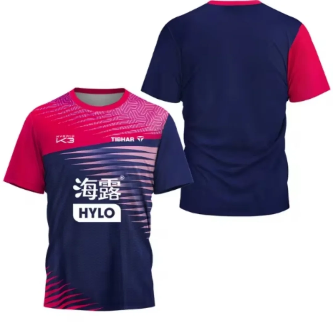 2026 Summer New Triangle Fragment Men's Table Tennis T-shirt Badminton Tennis T-shirt Men's Quick Drying Breathable Short Sleeve