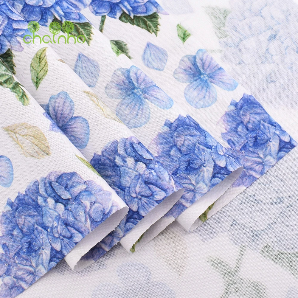 Chainho,Hydrangea Printed Plain-Weave Cotton Fabric,Patchwork Clothes For Handmade DIY Quilting Sewing Crafts,Bags,Toys Material