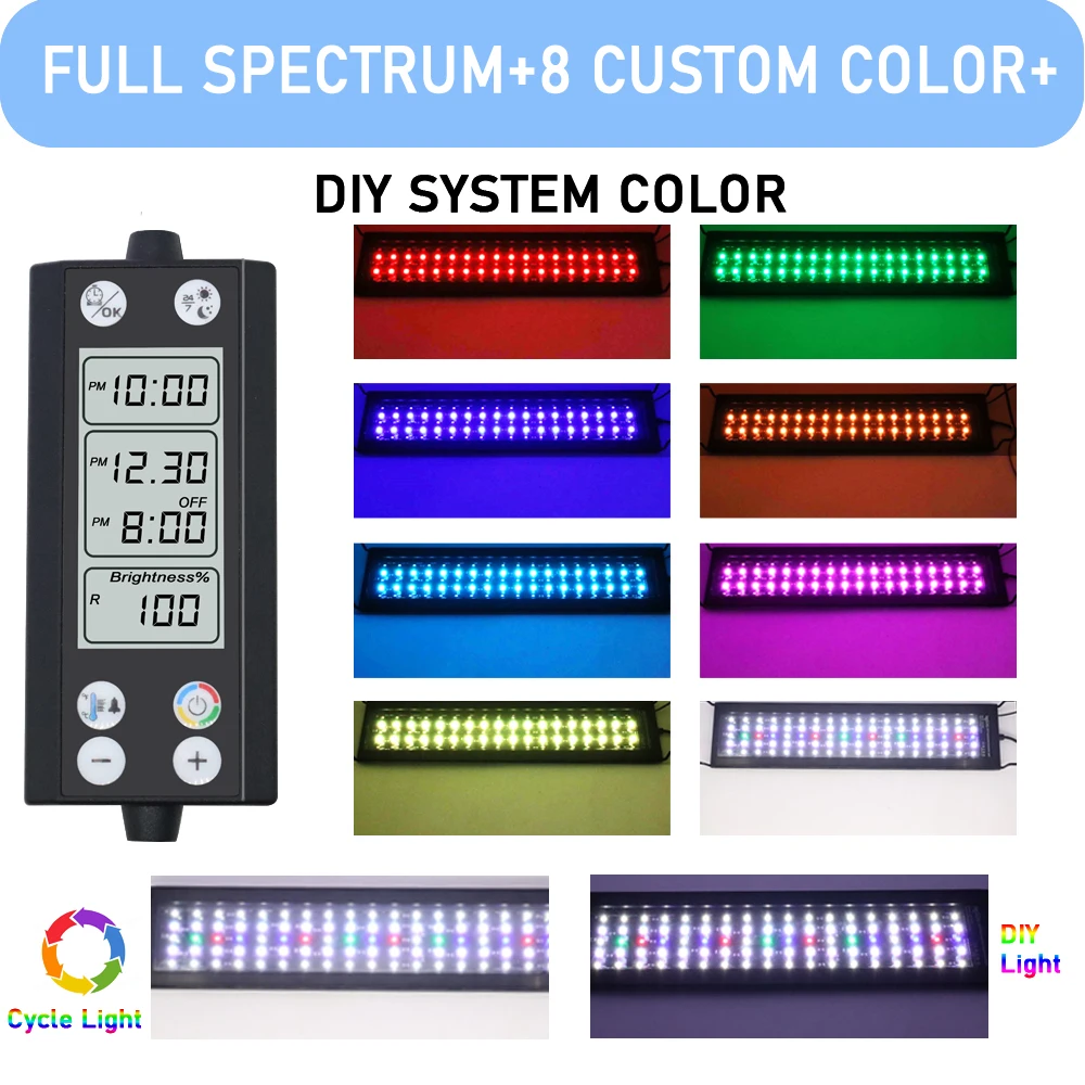 75-90CM Fish Tank 24/7 Full Spectrum Lighting LED Light IP68 With Thermometer And Memory Function Aquarium  Plant Growth Lamp