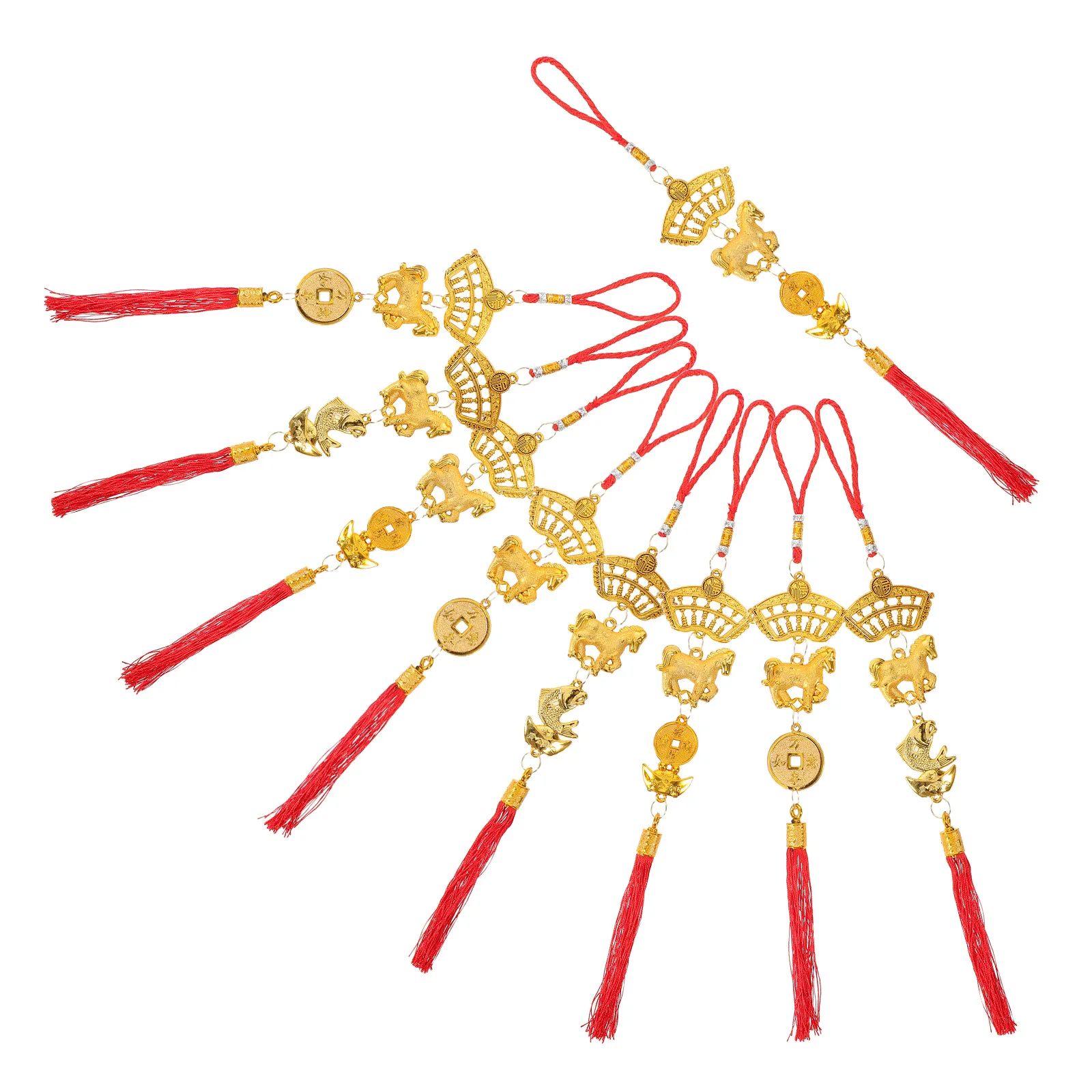 9 قطعة ديكور حصان زودياك الصيني 2026-السنة القمرية الجديدة الأحمر شرابة قلادة الحلي لحفلة Tet مهرجان الربيع المنزل بونساي