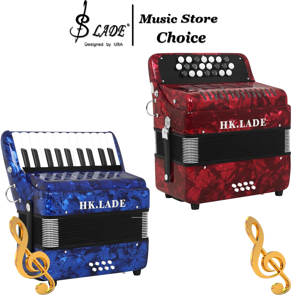 22 Key 8 Bass Button Accordion with 2 Registers–Pro Bayan Accordion for Adults/Children Leather Bellows & Responsive Keys