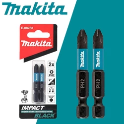 Makita E-08763 1/4 en effet Noir Impact Tournevis Embouts PH2 Longueur 50mm 2 Pièces Tournevis Phillips Magnétique Tête Pièces outils