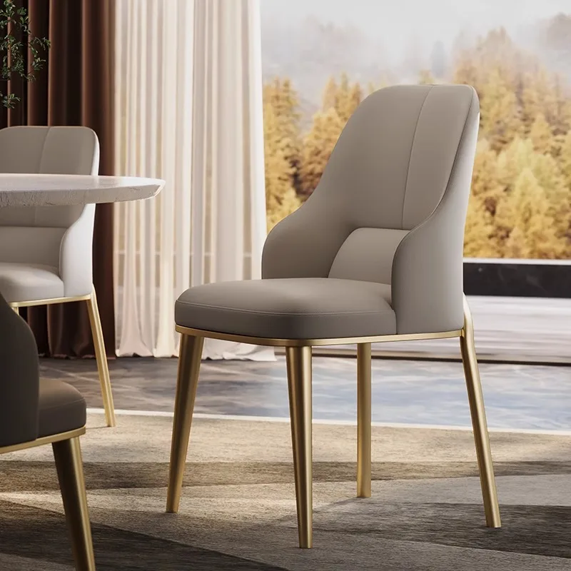 xx-Dining Chair Nordic Backrest, Comfortable Restaurant, Hotel, Modern, Light Luxury, Top Layer Cowhide Dining Chair*
