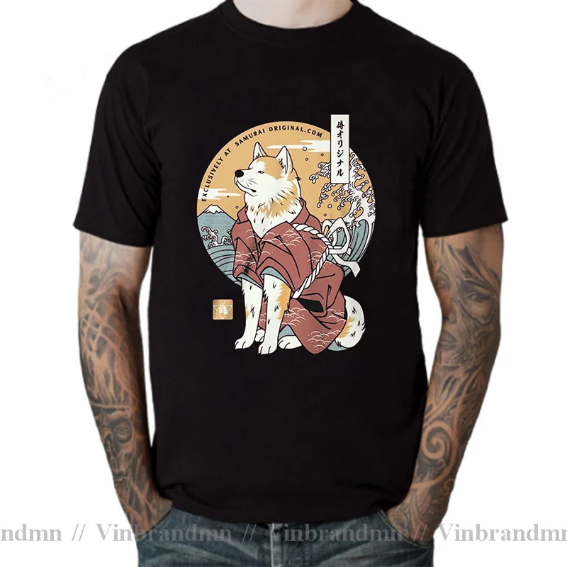 Japanese Anime Shiba Inu Dog Akita Samurai T shirts men Cartoon Samurai Warrior Shiba Inu T-shirt 2021 Latest Design Fashion Tee