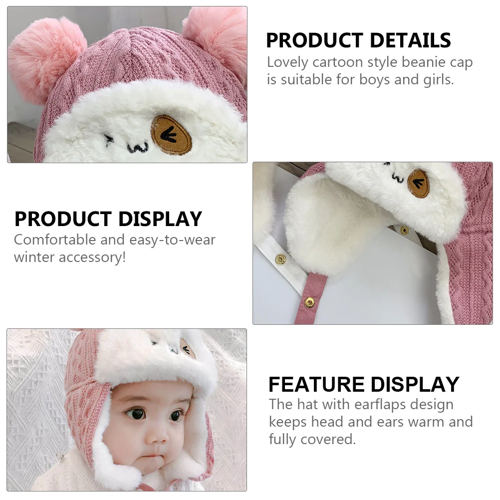 

Kids Thickened Cotton Winter Earflap Hat Lovely Soft Warm Beanie Headwear for Outdoor Kids Earmuffs Hat Cotton Earflap Hats