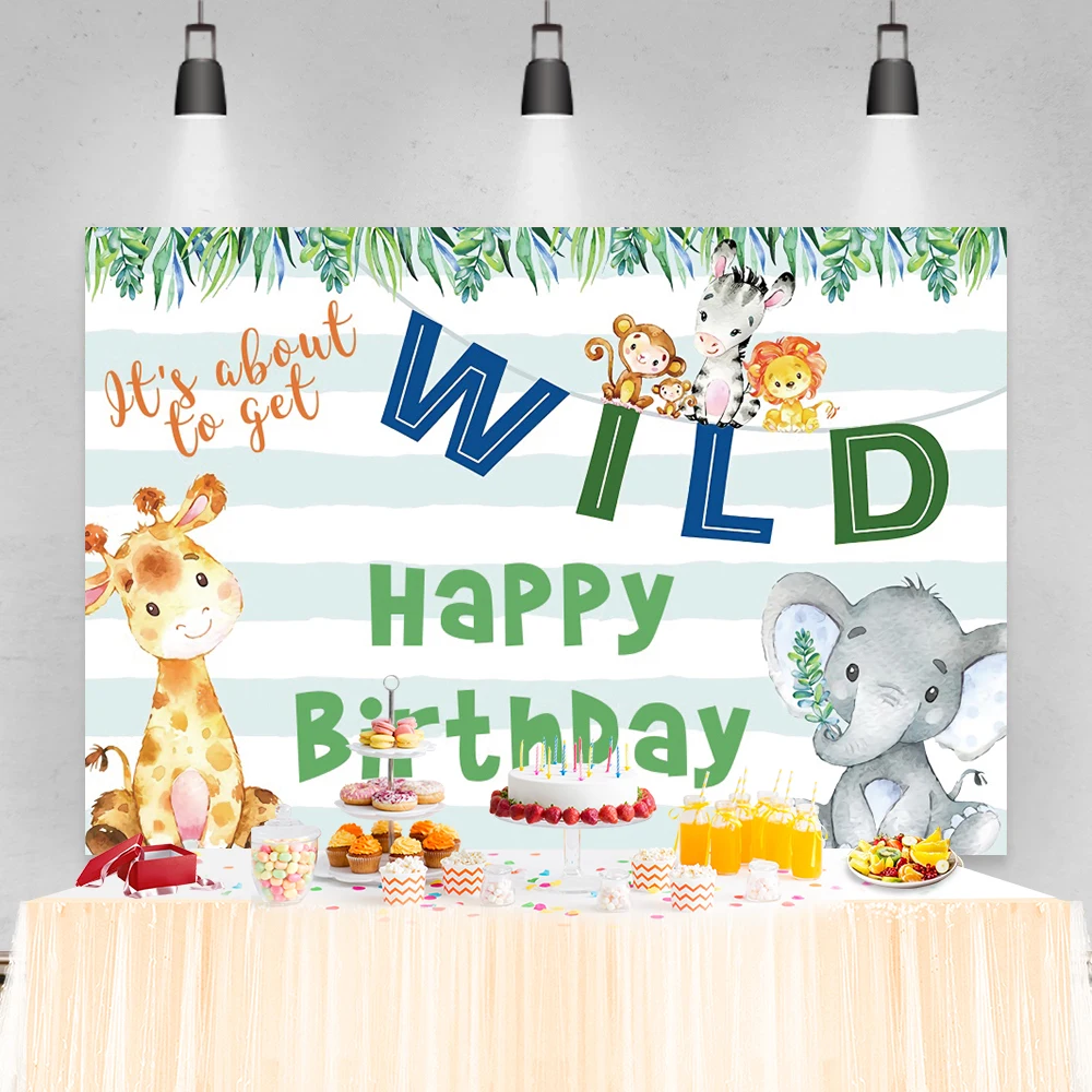 خلفية لتصوير حفلات أعياد الميلاد واحدة برسومات كرتونية على شكل فيل للطفل وحفلات عيد ميلاد 1st خلفية للتصوير العائلي وألوان مائية
