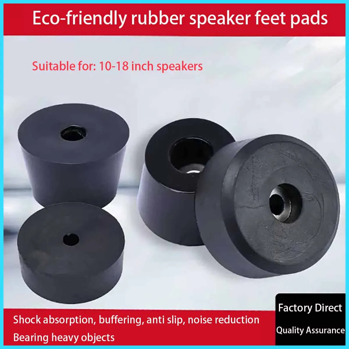 

Stage Audio Rubber Anti Vibration Feet Amplifier Shockproof Pads Fit Under 10 Inch Speaker Free Installation Screws