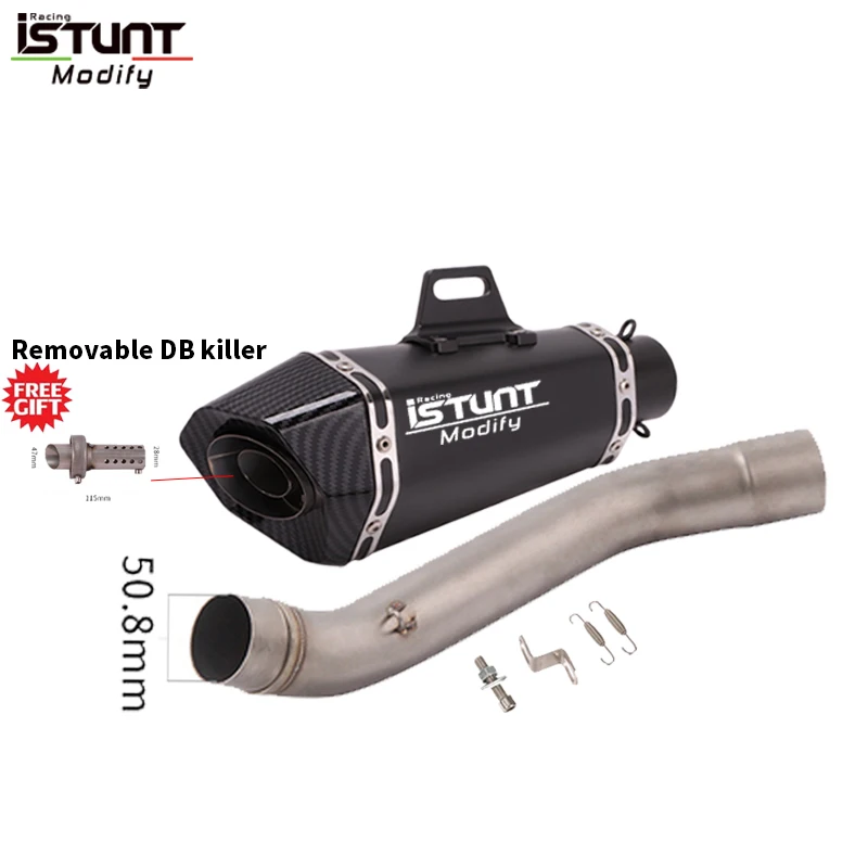 Voor Kawasaki Z750 2004-2008 Motorfiets Uitlaat Tips 51mm Uitlaat Slip Op Midden Link Pijp Met DB Killer roestvrij Staal Escape