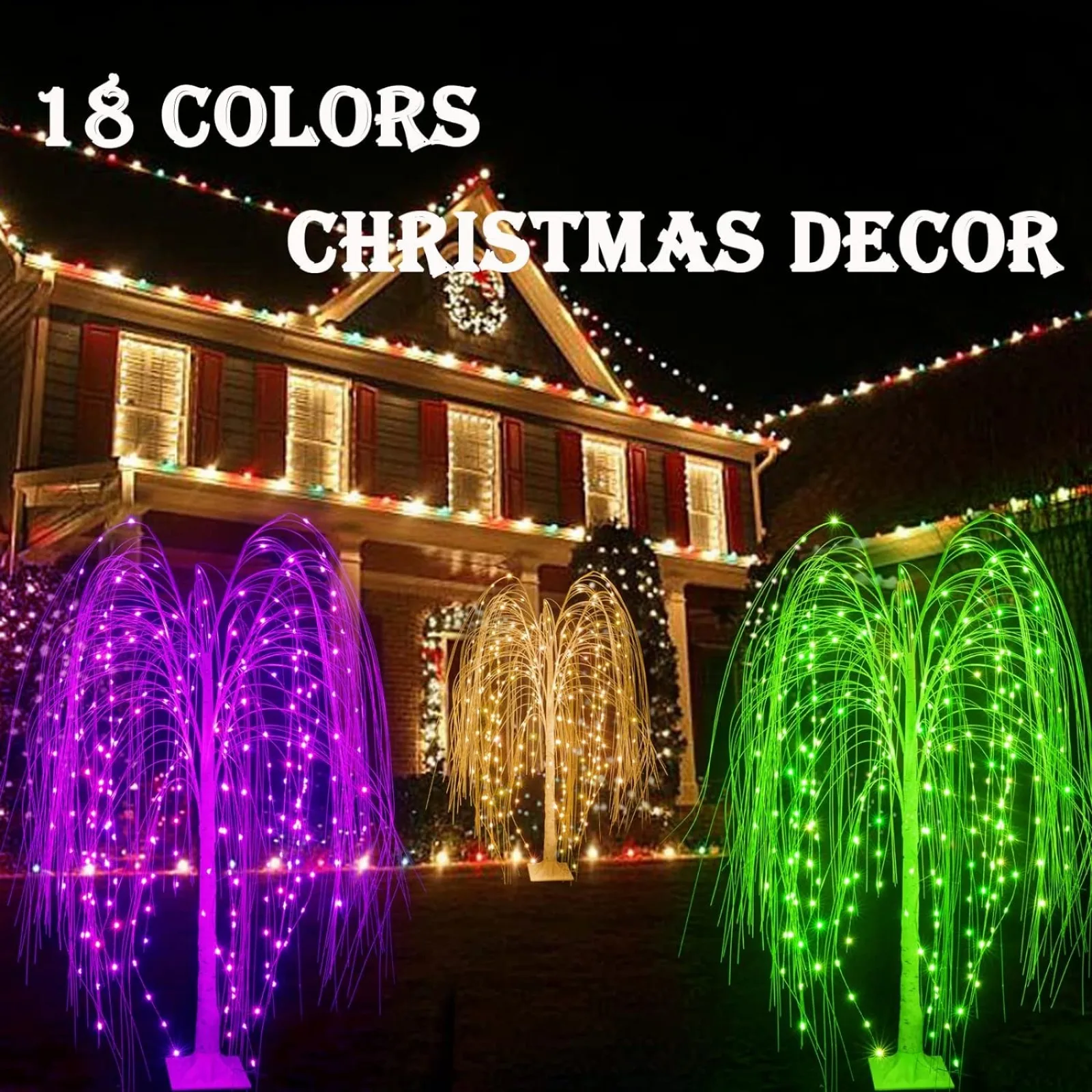 Imagem -04 - Outdoor Led Iluminado Willow Tree Mudança de Cor Light up Controle Remoto 18 Cores Eua 6ft