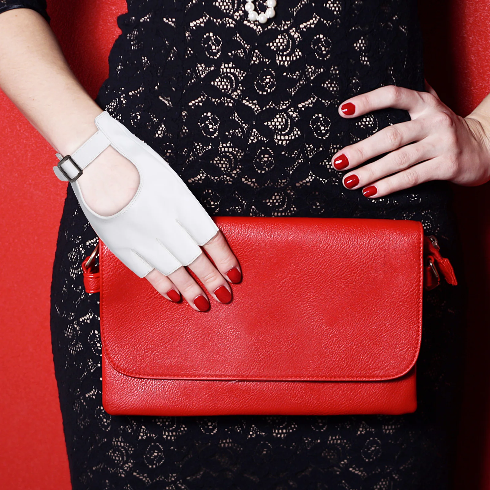 

Half Finger Gloves for Women Lightweight Fashionable Punk Style Comfortable Driving Dancing Artificial Gloves