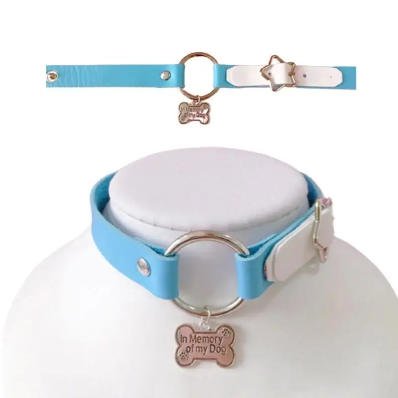 

652F Leathers Steampunk Choker Collar Women Choker Collar PU Collar Necklace Choker