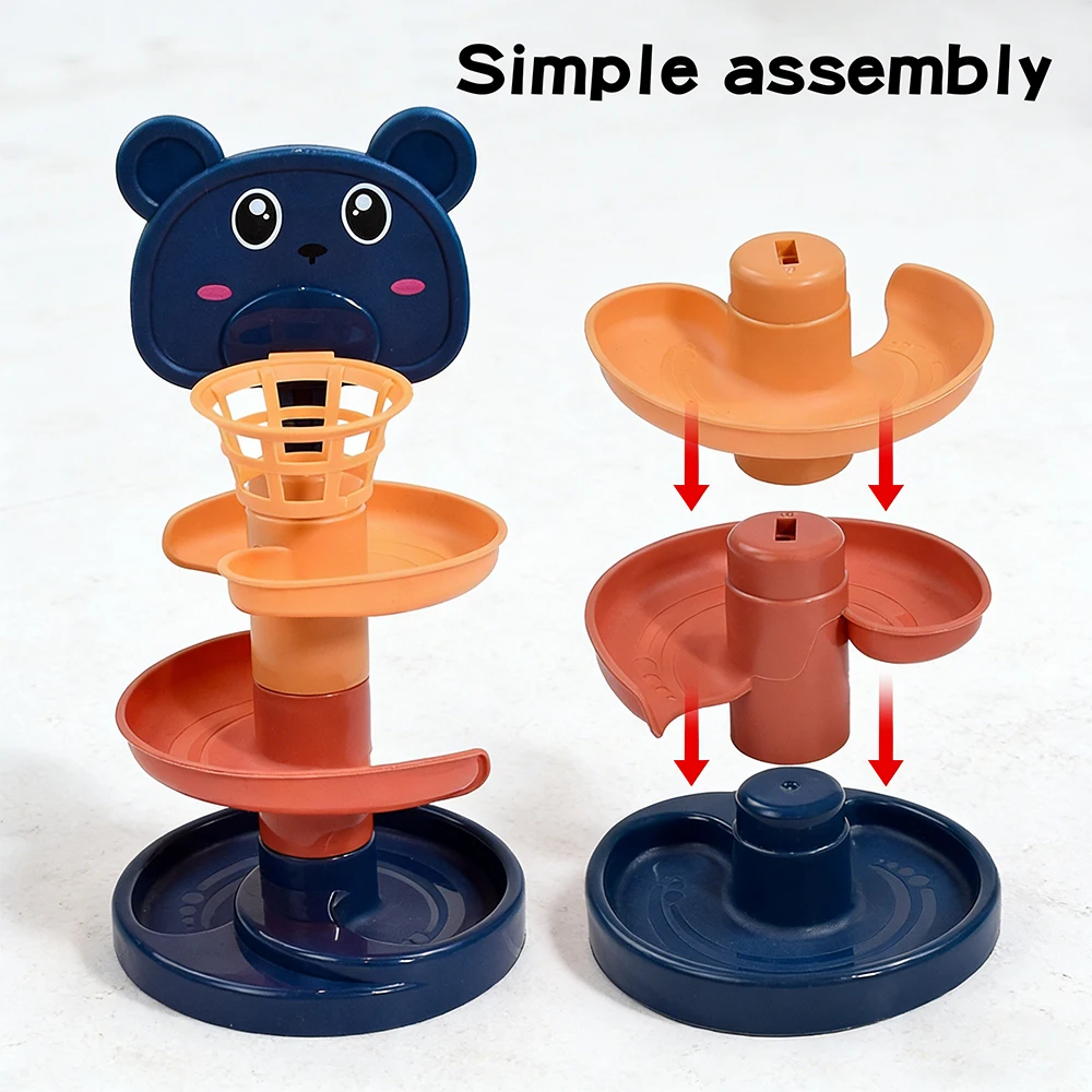 Baby Rotating 3/5/7-story Track Stacked Montessori Rolling Ball Tower Early Parent Child Education Interactive Toy Gift