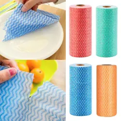 50pcs/Roll Cleaning Cloths Disposable Cleaning Wash Cloth Multi-purpose Cleaning Towel Dishcloth Rag Kitchen Clean Accessories