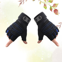 1Pair Breathable Sport Gloves Dark Blue Xl Size Thickened Palm Protection Half-Finger Design Comfortable Fit Riding Climbing