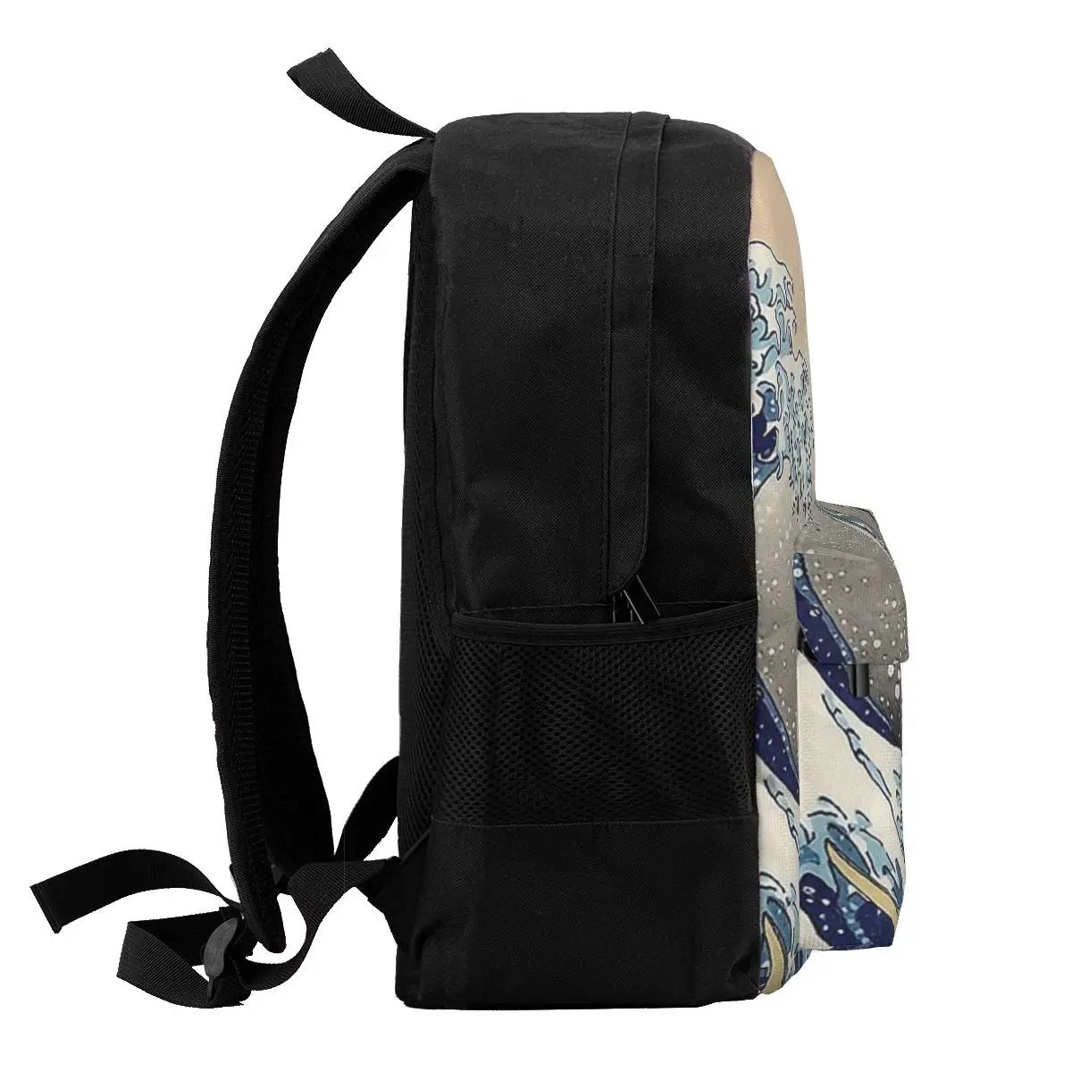 Anime japonês Clássico Grande Onda Mochilas, Bolsas escolares para estudantes, Mochila Laptop dos desenhos animados, Bolsa de ombro para meninos e meninas, Bookbag