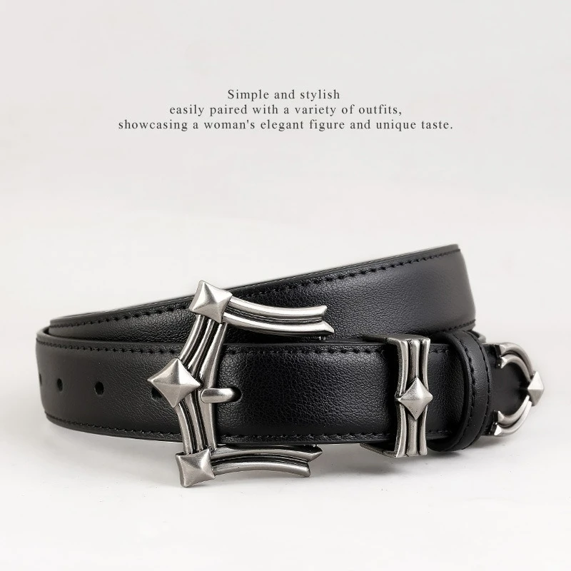 

Индивидуальный женский ремень в стиле панк, модные повседневные джинсовые аксессуары из натуральной кожи, классический универсальный студенческий ремень