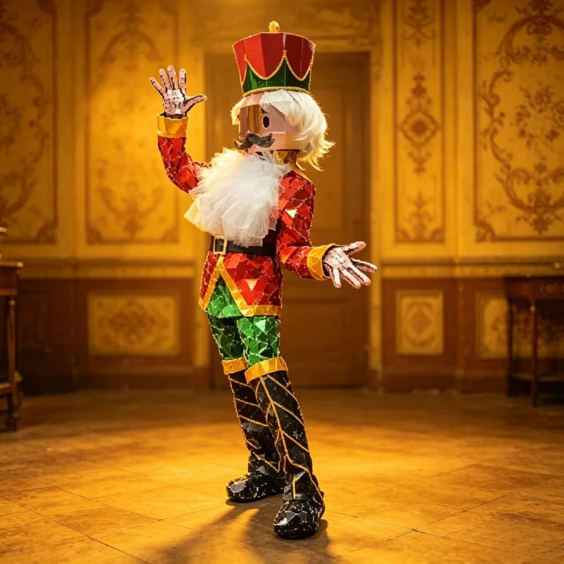Nutcracker Mirror Costume Creative Stage Short Play Outfit Party Nightclub Performance Clothes Christmas Halloween Cosplay Suit