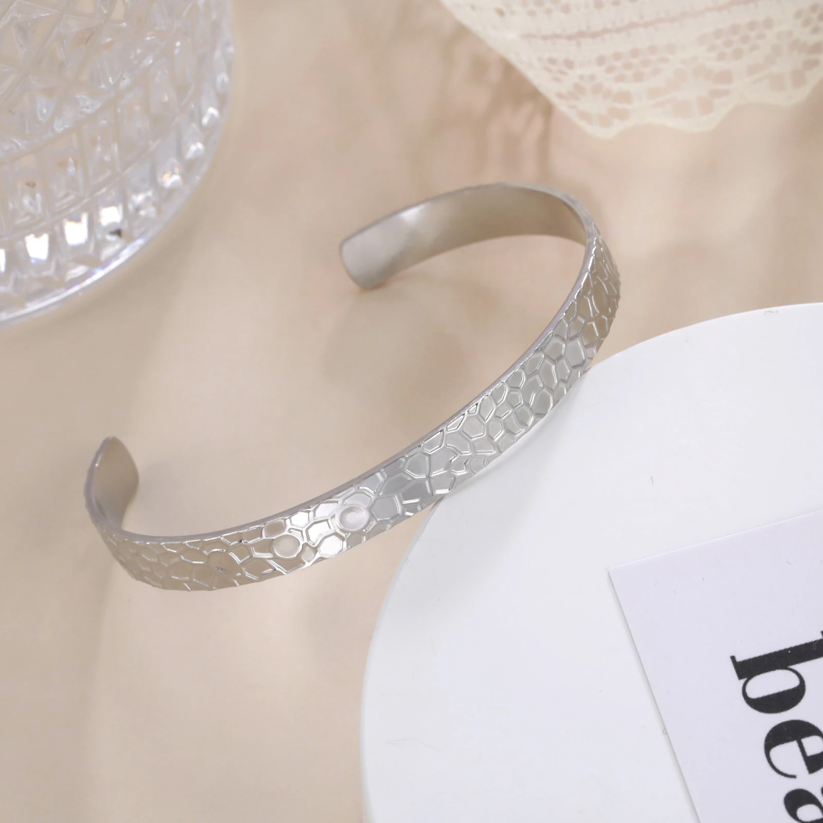 Picture: Skyrim Minimalist Irregular Geometric Cuff Bracelet Stainless Steel Adjustable Open Bangle Fashion Jewelry Gift for Women Lover