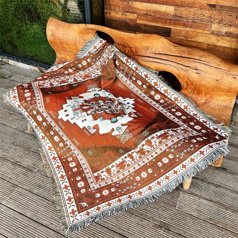 Indian Geometric Travel Throw Blankets with Tassel Air Conditioning Towels Bohemian Sofa Blanket Plaid Camping Picnic Mat Cover