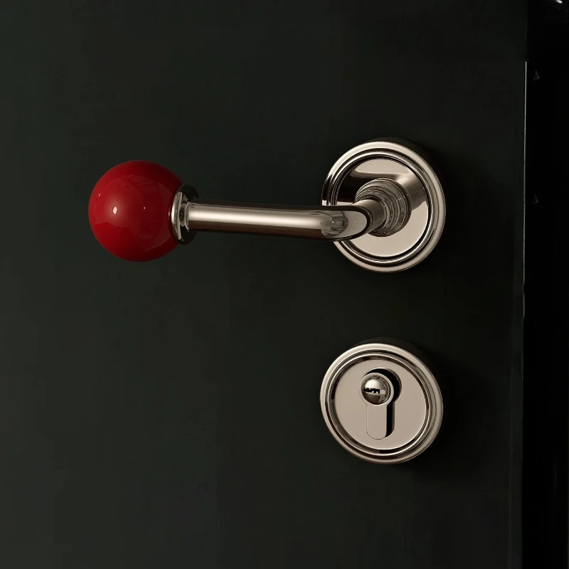 Simple indoor bedroom door lock colorful ceramic ball split silent room modern room door lock wooden door handle