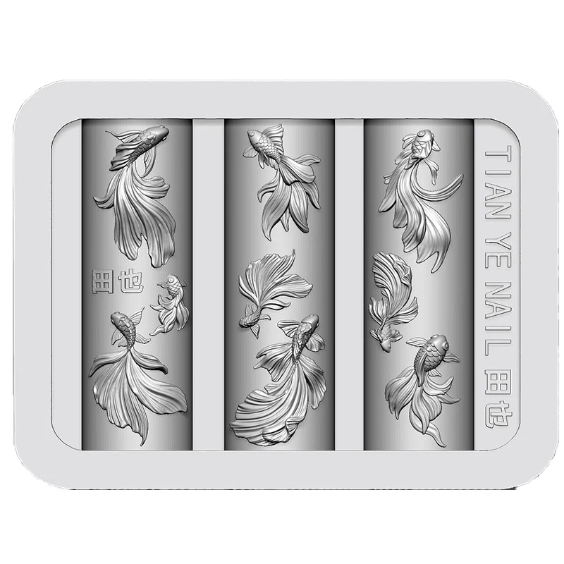 1 قطعة ثلاثية الأبعاد ثلاثية الأبعاد منحوتة لوتس مع أظافر السمك لتقوم بها بنفسك تصميم سيليكون مسمار الفن قوالب قالب الأظافر #3