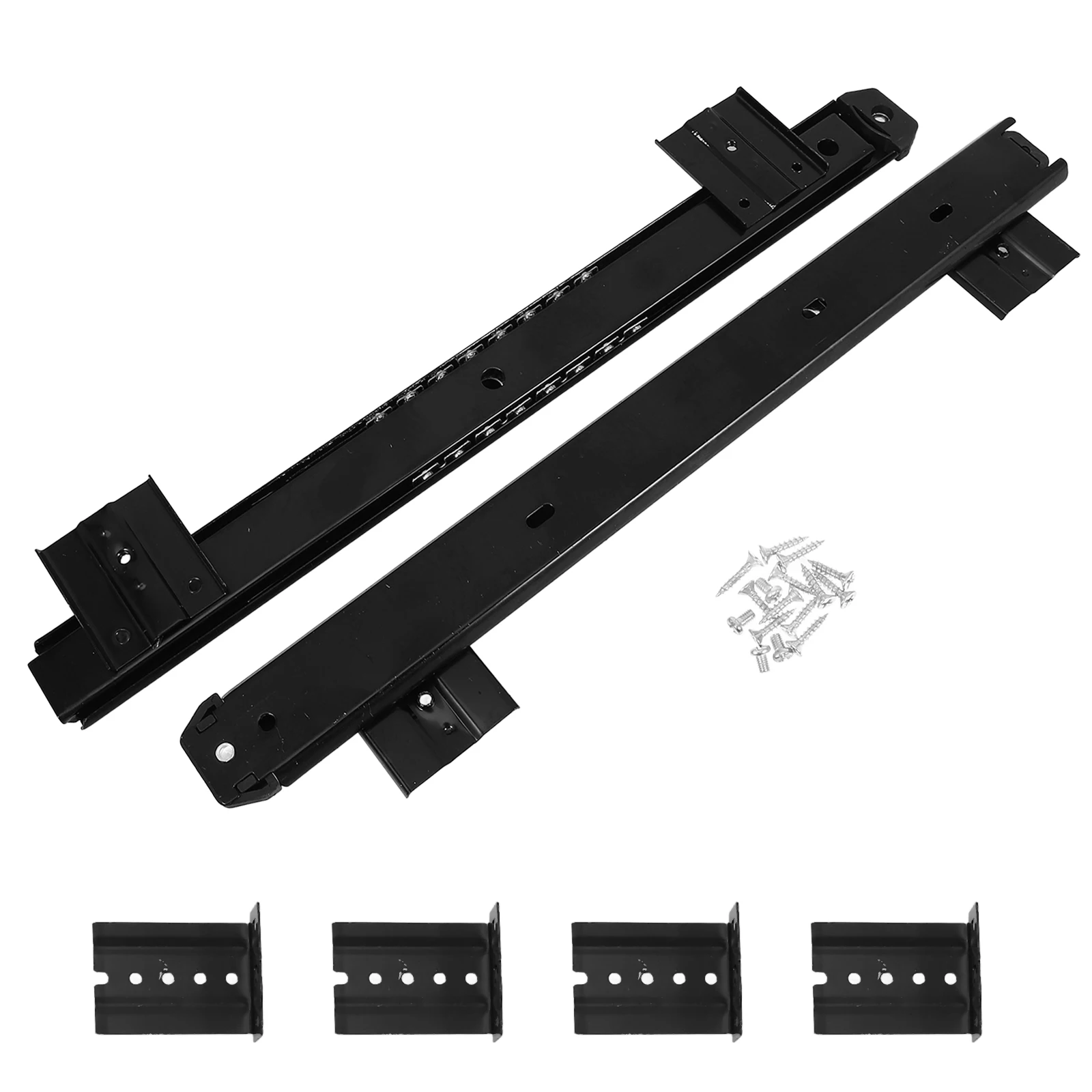 

1 set Keyboard Drawer Slide Rail 35mm Office Desk Hardware Cold Rolled Steel Track Guide for Computer Desk Cabinet Durable Easy