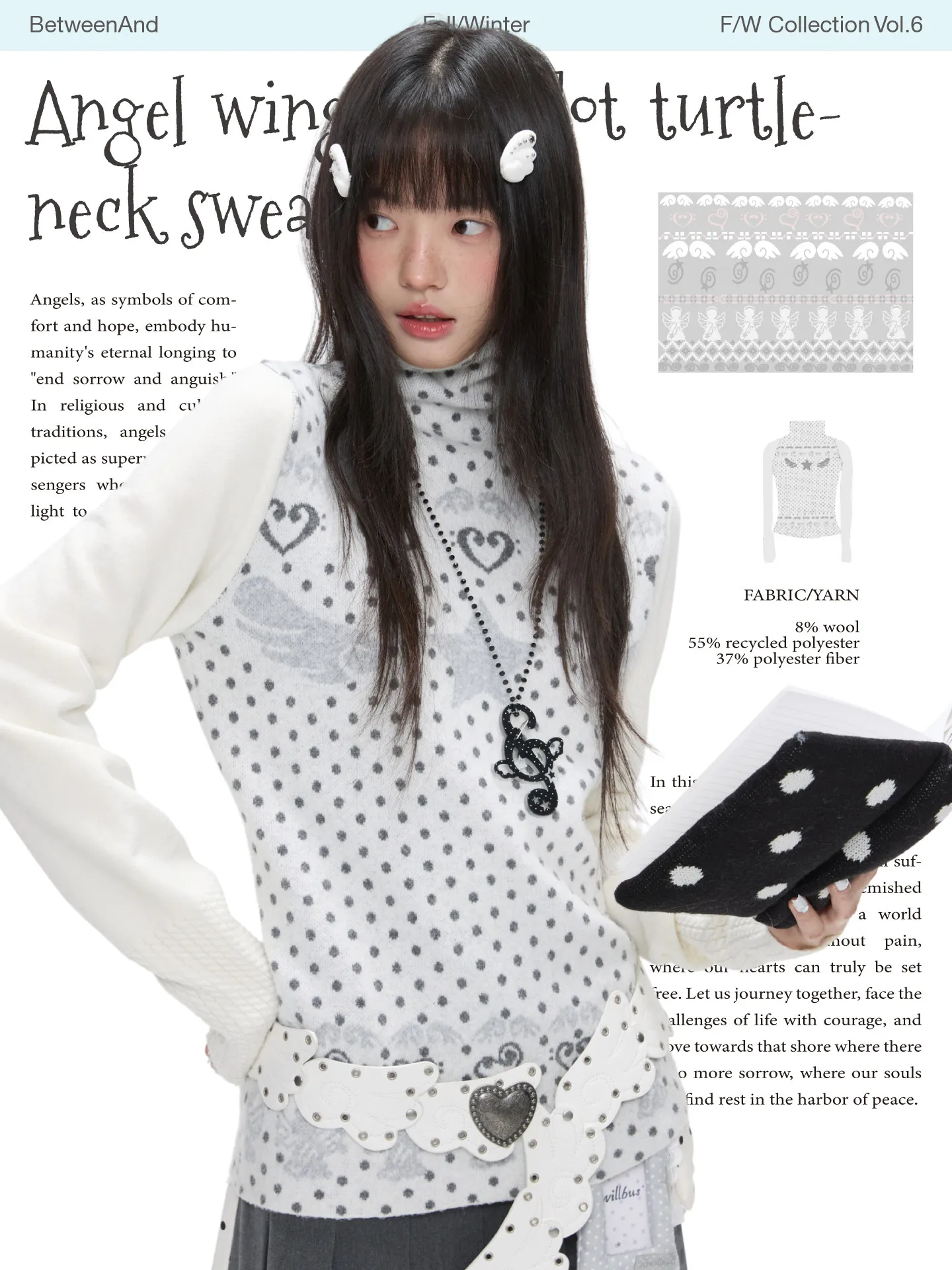 Winter turtleneck oat white glutinous rice fleece soft waxy polka dot jacquard sweater women