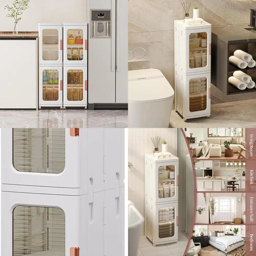 Тонкий шкаф с дверцами и полками — вертикальный органайзер для хранения в ванной комнате для кухни, регулируемые стеллажи, двухуровневая туалетная бумага