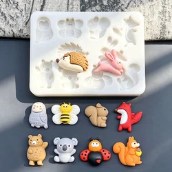 koala Bear Bee Bunny Fox Hedgehog Squirrel Owl Silicone Sugarcraft Mold Chocolate Cupcake Baking Fondant Cake Decorating Tools