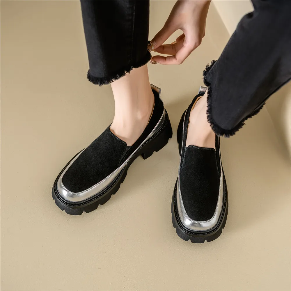 FEDONAS Mixed Colors Fashion Women Pumps Platforms Loafers Genuine Leather Spring Summer Casual Working Round Toe Shoes Woman