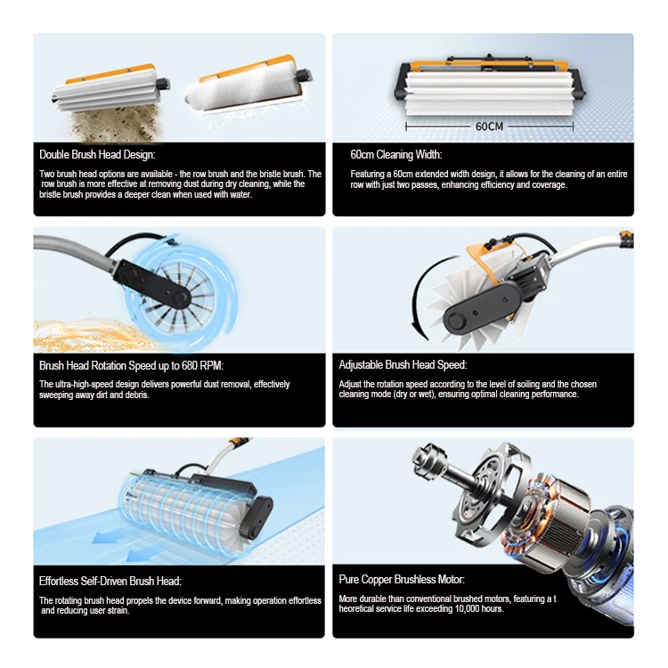 photovoltaic washing brush solar rotating brush cleaning panel tools cleaning windows machine