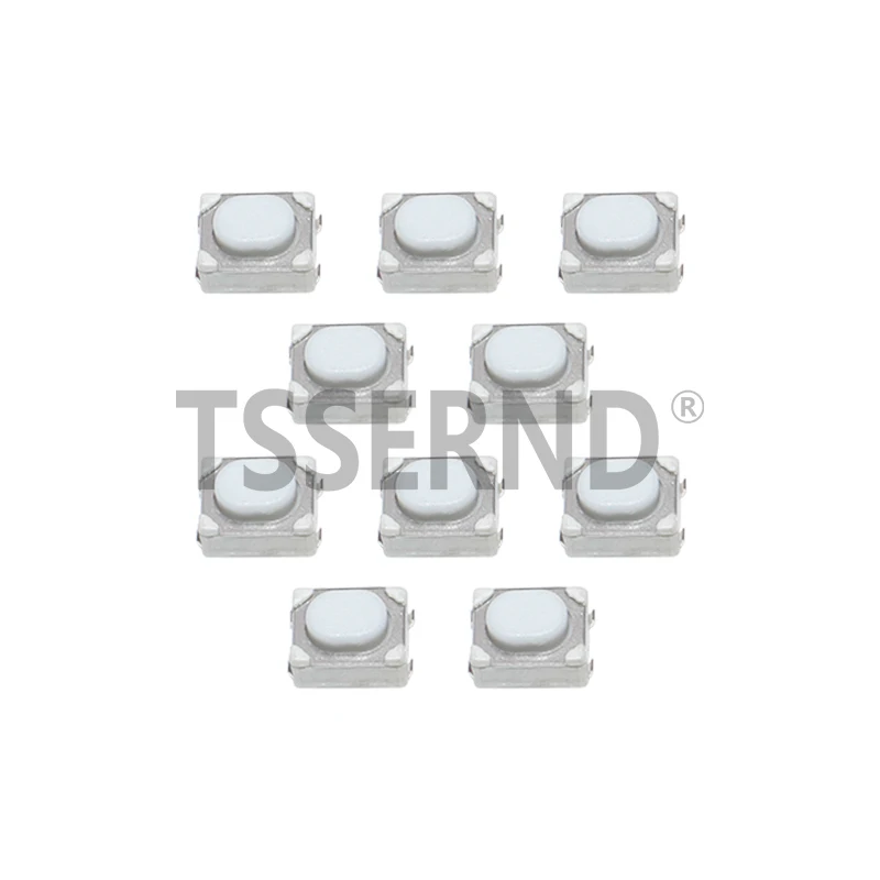 100PCS DC12V 50mA Micro Button Tact Switch SMD 4Pin 3X4X2.5MM White Tactile Tact Push Button Micro Switch Momentary 3*4*2.5mm